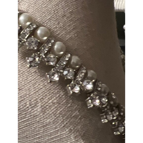 David’s Bridal Pearl and Rhinestone Pave Necklace -- WHITE - Picture 12 of 14